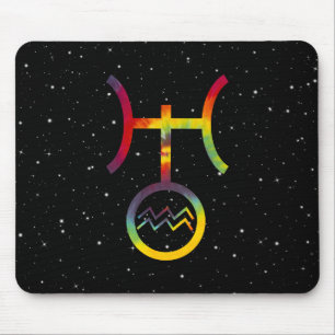Mousepad Aquário Urano Símbolo Planetário Tie Dye Estelar
