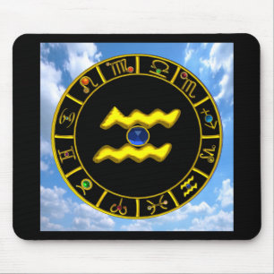 MOUSEPAD AQUARIUS/JOIA DE ANIVERSÁRIO ZODÍACO DOURADO