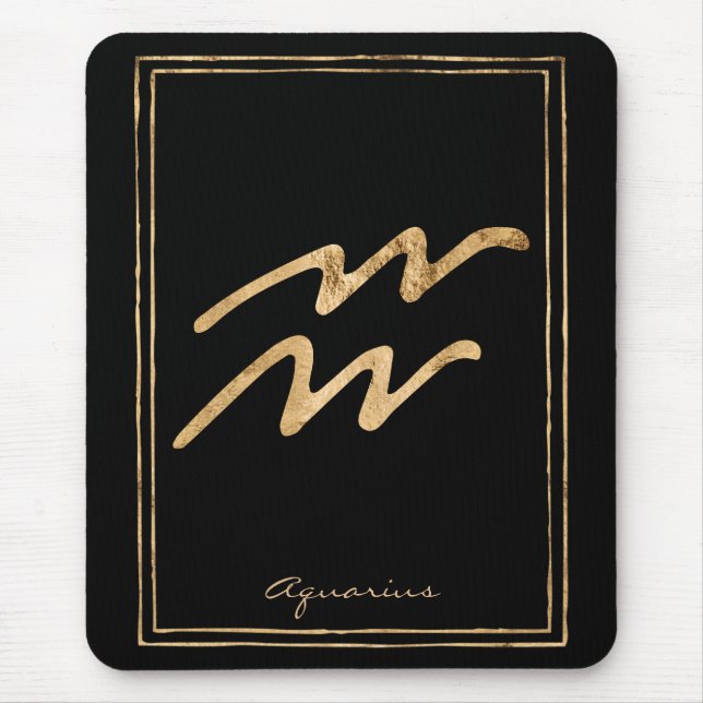 Mousepad Aquarius martelava ouro estilizado símbolo da astr (Frente)
