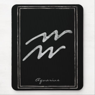 Mousepad Aquarius martelava prata estilizada símbolo astrol