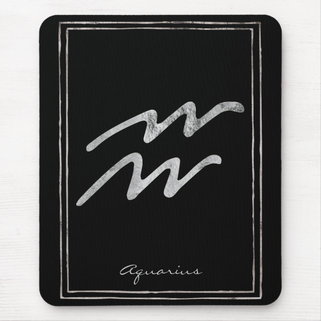 Mousepad Aquarius martelava prata estilizada símbolo astrol (Frente)