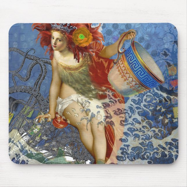 Mousepad Aquarius Mermaid Gótica Arte Azul (Frente)