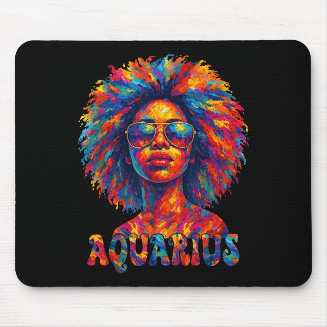 Mousepad Aquarius Queen Afro Art African American Women Zod (Frente)