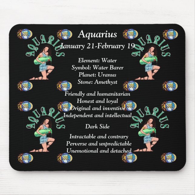 Mousepad Aquarius - Sinal de Nascimento Zodiac - Pad do Rat (Frente)