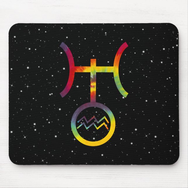Mousepad Aquarius Uranus - Símbolo Planetário Starry Tie Dy (Frente)
