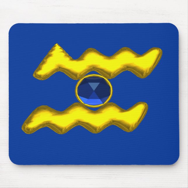 MOUSEPAD AQUARIUS/ZODIAC JOIAS DE ANIVERSÁRIO DOURADO (Frente)