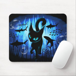 Mousepad Aquático - Gato Surreal na Fantasia do Oceano Prof