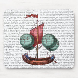 Mousepad Ar quente com balão de ar quente com vela vermelh