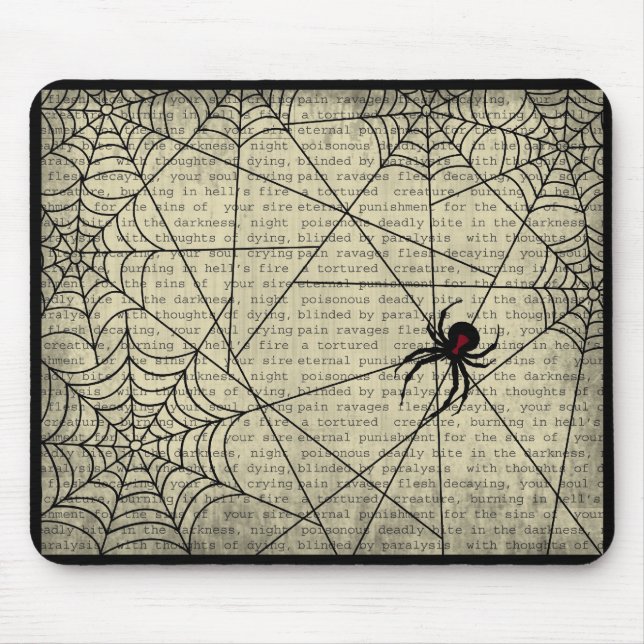 Mousepad Aranha da viúva negra da vaia & texto assustador (Frente)
