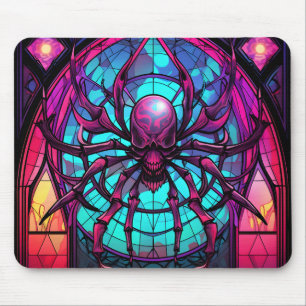 Mousepad Aranha de Caveira de Vidro Colorido Gótico