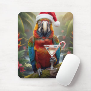 Mousepad Arara Usando um Chapéu de Papai Noel