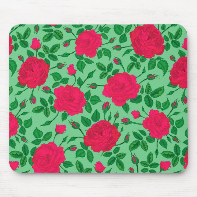 Mousepad arbustos rosas cor-de-rosa profundo (Frente)