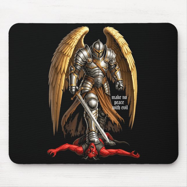 Mousepad Archangel Michael Faith Design Make No Peace With  (Frente)