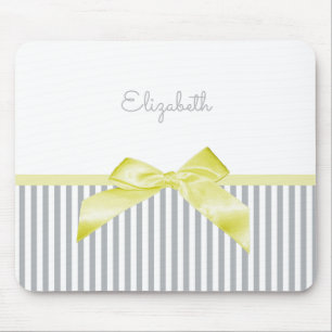 Mousepad Arco Amarelo-Bonito com Stripes e Nome de Cinza Ra