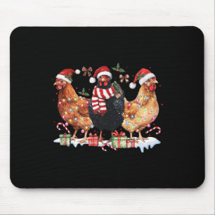 Mousepad Arco Coquette Chicken Christmas Hat Lights Fazenda