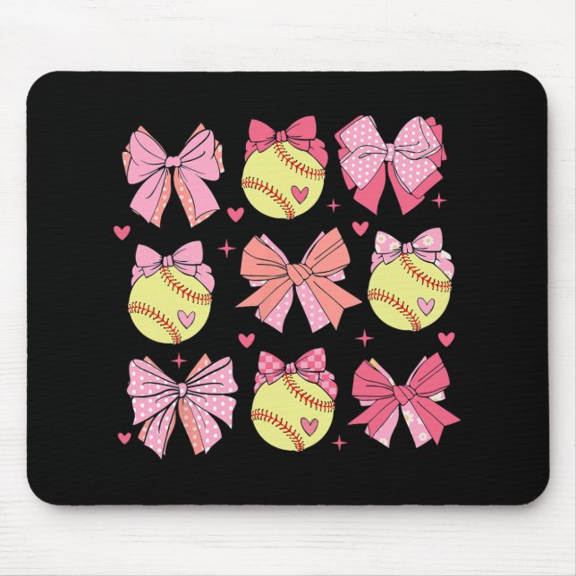 Mousepad Arco Coquette Softball Mãe Dia de as mães Softball (Frente)