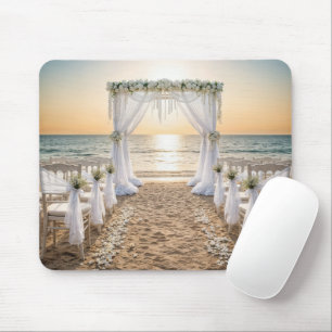 Mousepad Arco de Casamento na Praia com Céu de Pôr do Sol