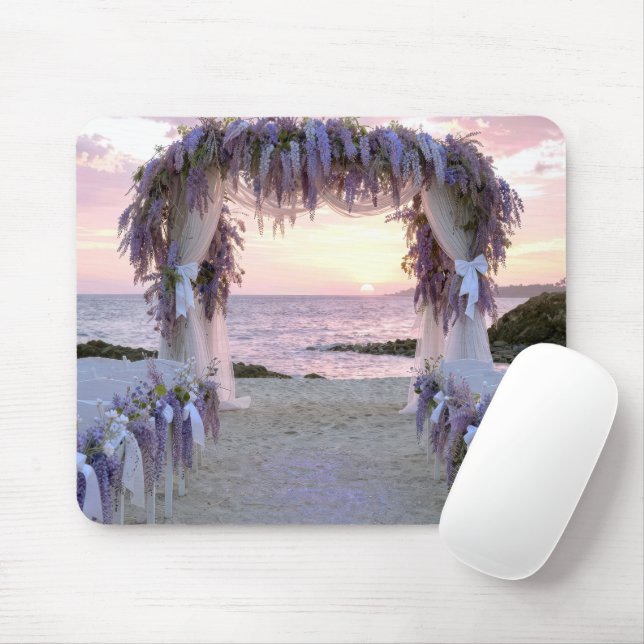 Mousepad Arco de Noiva de Wisteria na Praia (Com mouse)
