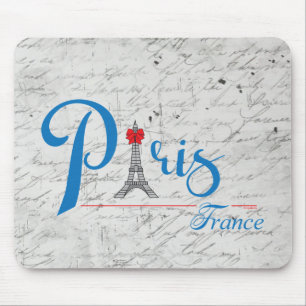 Mousepad Arco de Texto Azul Torre Eiffel Paris