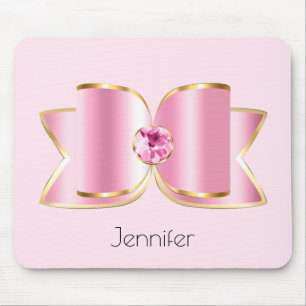 Mousepad Arco de vidro rosa com um gemstone central