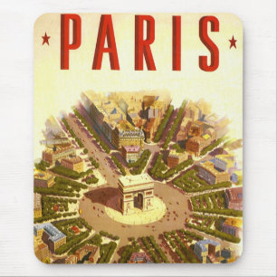 Mousepad Arco do Triunfo Vintage, Paris, França Arte de Via