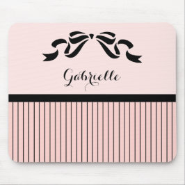 Mousepad Arco e nome preto Pinstripes, cor-de-rosa-chic