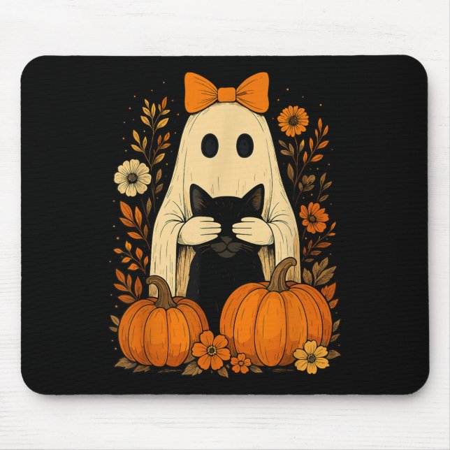 Mousepad Arco Fantasma Engraçado, segurando Gato Preto Cai  (Frente)