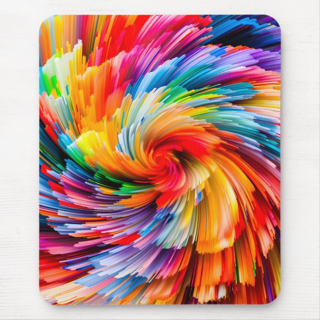 Mousepad Arco-íris Abstrato Vibrante Redemoinho Moderno (Frente)