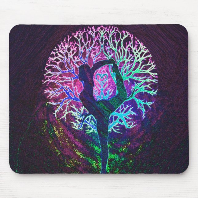 Mousepad Arco-íris da paz da árvore da ioga (Frente)