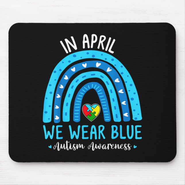 Mousepad Arco-íris de conscientização do autismo em abril u (Frente)