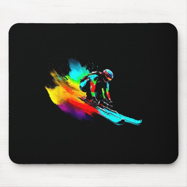 Mousepad Arco-Íris de Corrida de Esqui (Frente)