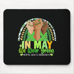 Mousepad Arco-Íris De Mão Em Maio Eu Visto Verde Para Saúde