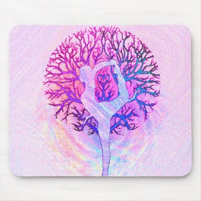 Mousepad Arco-íris do Pastel da árvore da ioga (Frente)
