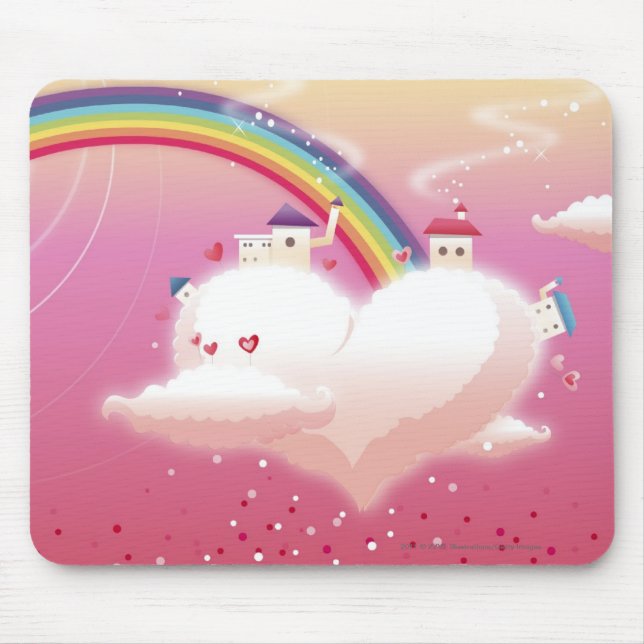 Mousepad Arco-íris e construções em nuvens (Frente)