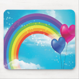 Mousepad Arco-íris e corações