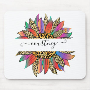 Mousepad Arco-íris e estampa de leopardo personalizados