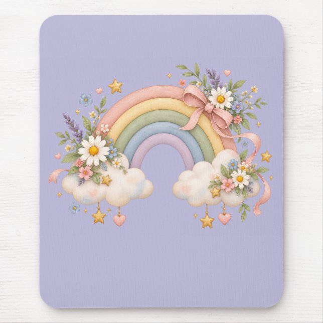 Mousepad Arco-íris em Aquarela Presente – Nuvem Encantadora (Frente)