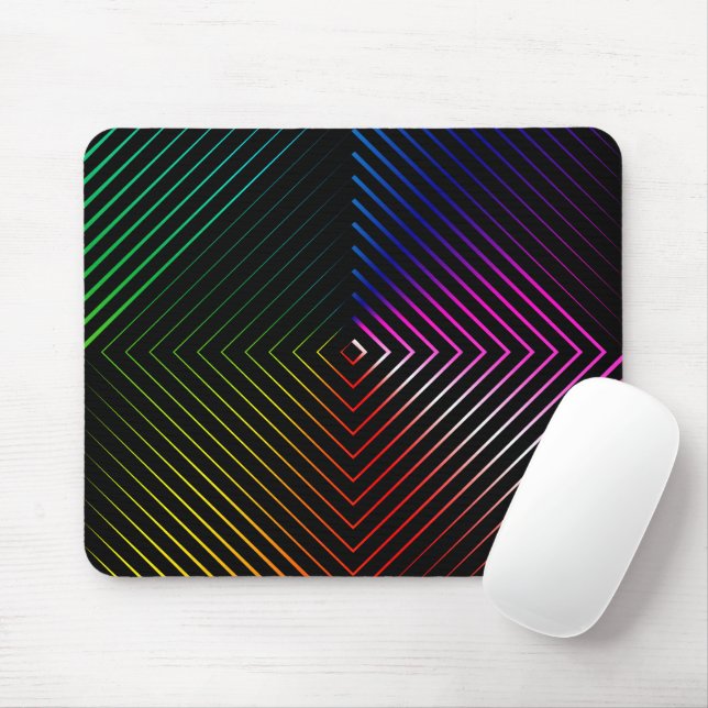 Mousepad Arco-Íris Geométrico a Preto (Com mouse)