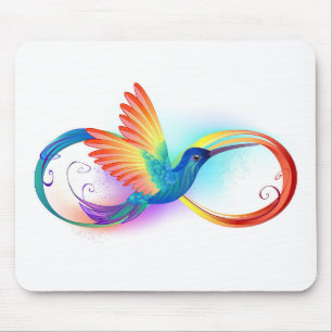 Mousepad Arco-íris Hummingbird com símbolo Infinito