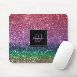 Mousepad Arco-Íris Luminoso Monograma Cor-de-Rosa