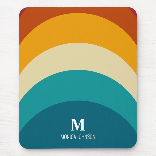Mousepad Arco-Íris Monograma Nome Personalizado Retroativo  (Frente)