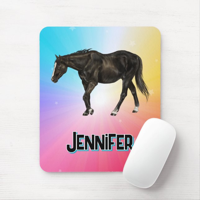 Mousepad Arco-Íris Negro Pastel Whimsrian Equestre (Com mouse)