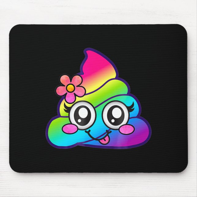Mousepad Arco-íris Op Emoji Unicórnio Cute O Flor Silly  (Frente)