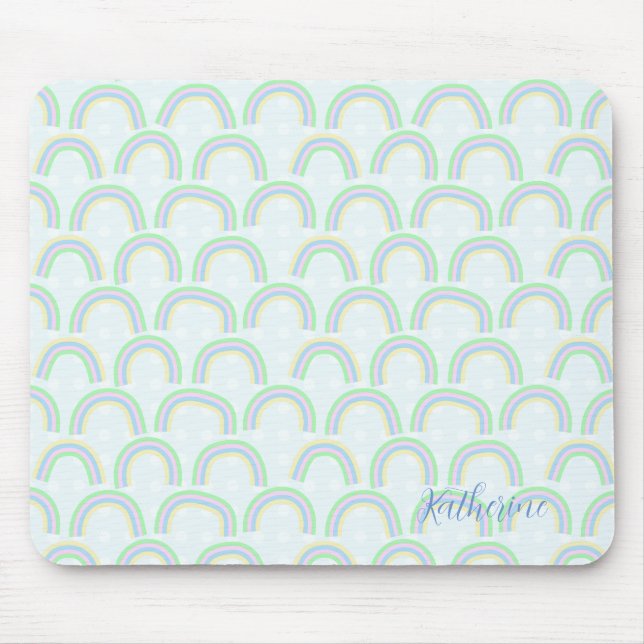 Mousepad Arco-íris Pastel Azul (Frente)