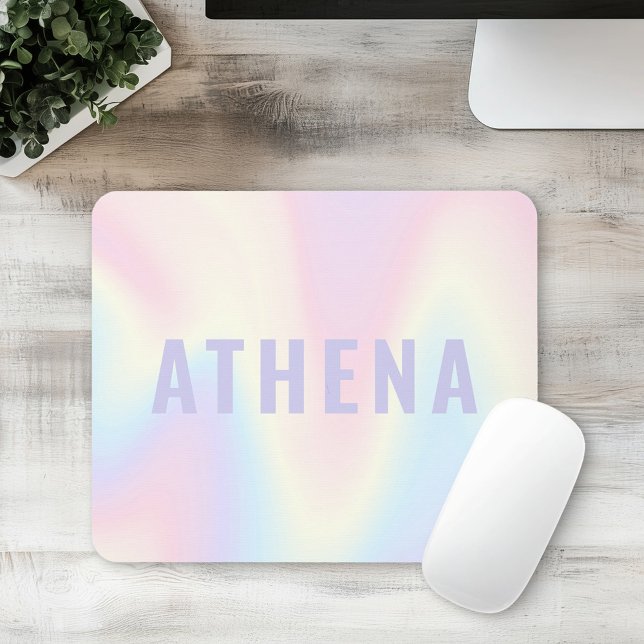 Mousepad Arco-íris pastel suave, moda, mínimo moderno (Soft pastel rainbow name trendy modern minimal mouse pad)