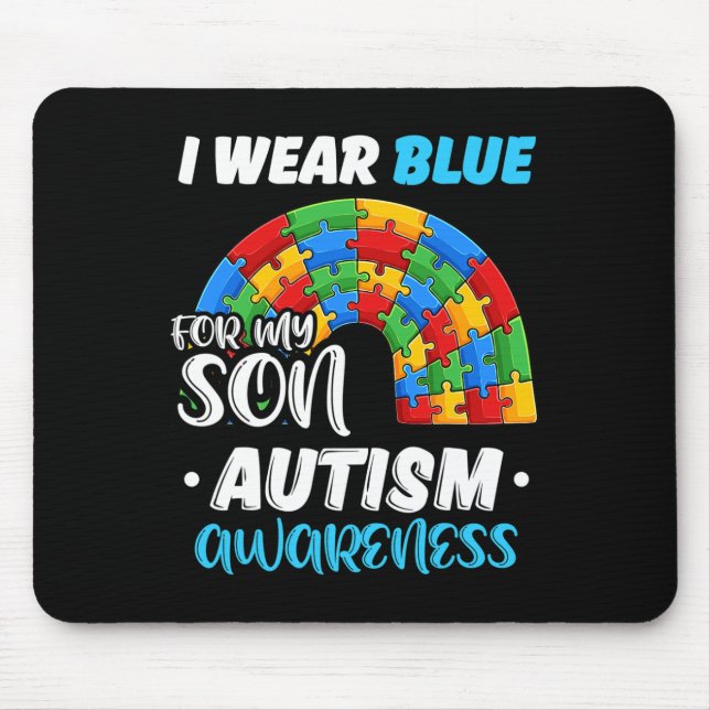 Mousepad Arco-Íris Quebra-cabeça Autismo Eu Visto Azul Para (Frente)