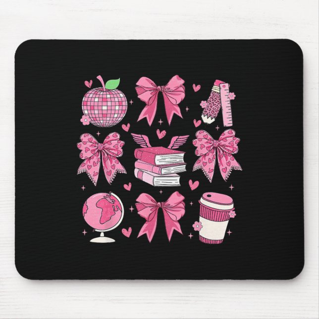 Mousepad Arco Rosa Coquete Maçã Dia dos Professores Aprecia (Frente)