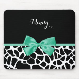 Mousepad Arco Verde bonito Giraffe Impressão Mint com Nome
