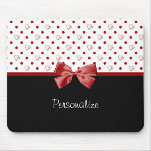 Mousepad Arco vermelho e preto feminino dos corações das