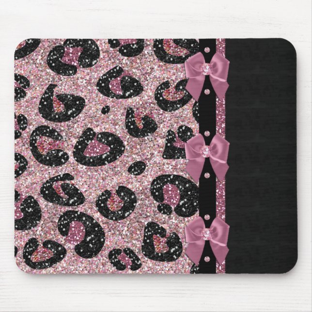 Mousepad ARCOS de Fita de Impressão de Leopardo Rosa-Rockab (Frente)